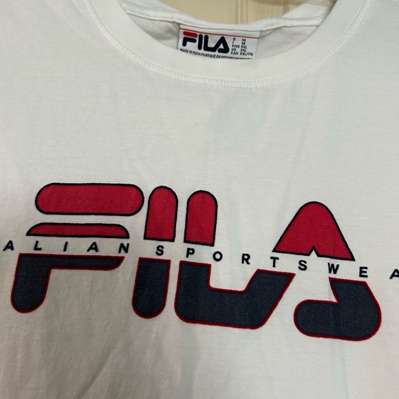 $Final sale$Fila Men's White Tee with Red and Black Logo - Picture 1 of 4